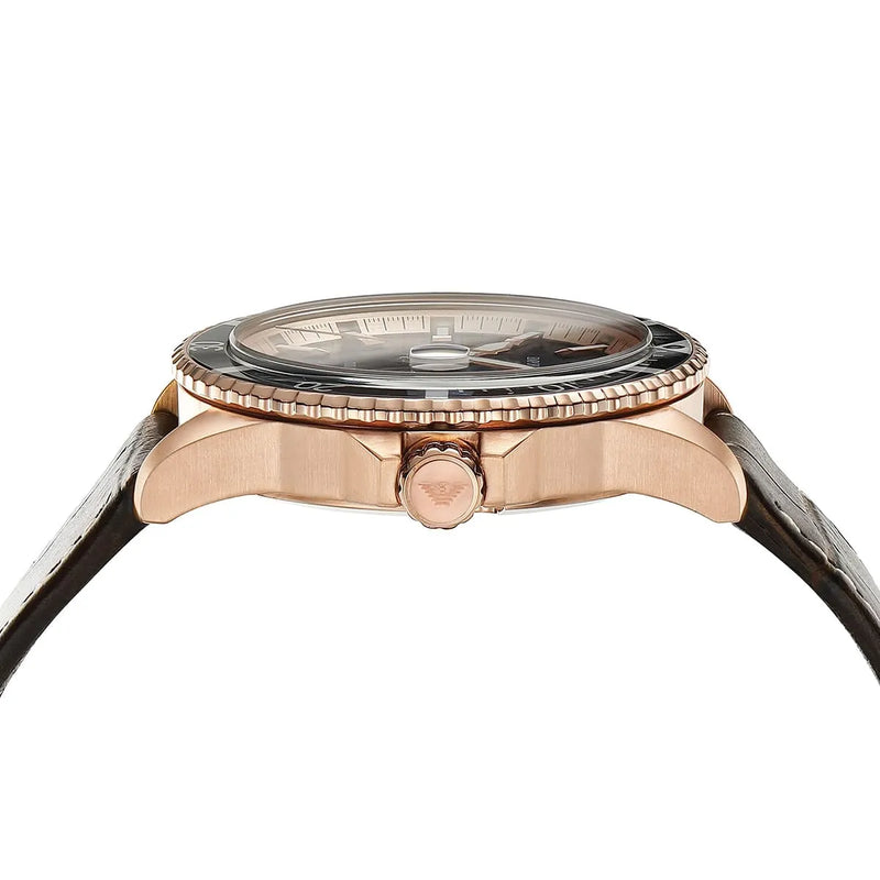 Emporio Armani Pro Planet Three Hand Date Blue Dial Brown Leather Strap Watch For Men - AR11556 Buy Now By Emporio Armani