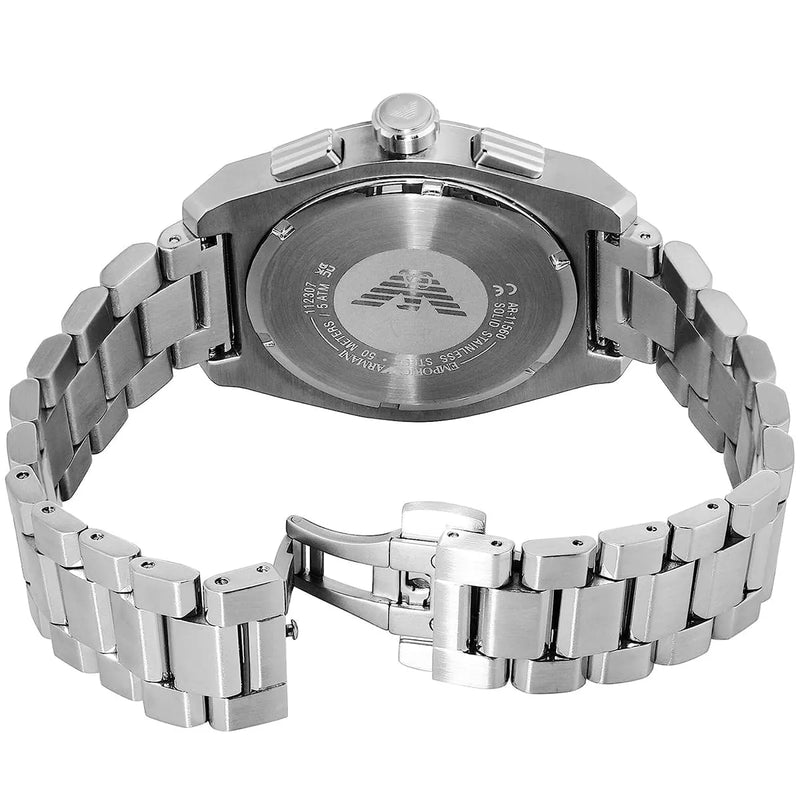 Emporio Armani Federico Chronograph Black Dial Silver Steel Strap Watch For Men - AR11560 Buy Now By Emporio Armani