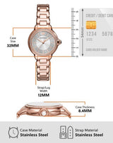 Emporio Armani Mia Three Hand Crystals Silver Dial Rose Gold Steel Strap Watch For Women - AR11633 Buy Now By Emporio Armani