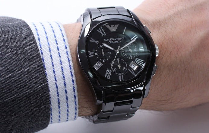 Emporio Armani Valente Chronograph Black Dial Black Ceramic Strap Watch For Men - AR1400 Buy Now By Emporio Armani