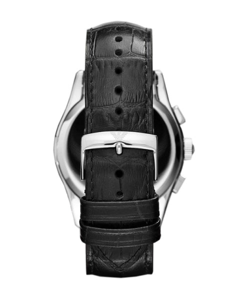 Emporio Armani Valente Chronograph Black Dial Black Leather Strap Watch For Men - AR1633 Buy Now By Emporio Armani