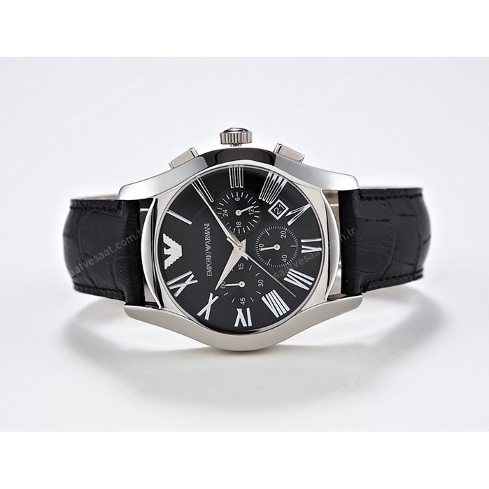 Emporio Armani Valente Chronograph Black Dial Black Leather Strap Watch For Men - AR1633 Buy Now By Emporio Armani