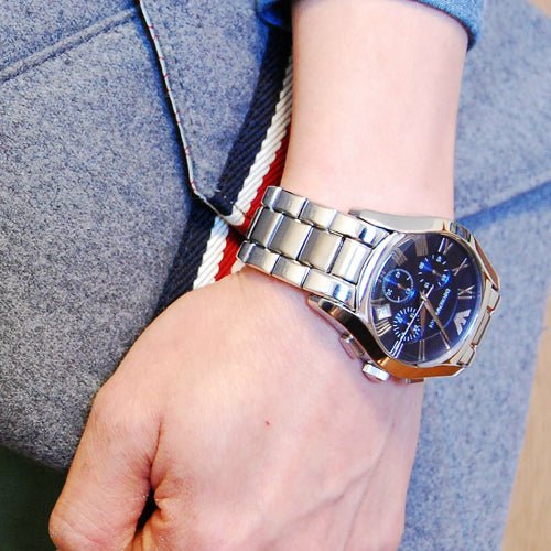 Emporio Armani Classic Blue Dial Silver Steel Strap Watch For Men - AR1635 Buy Now By Emporio Armani