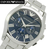 Emporio Armani Classic Blue Dial Silver Steel Strap Watch For Men - AR1635