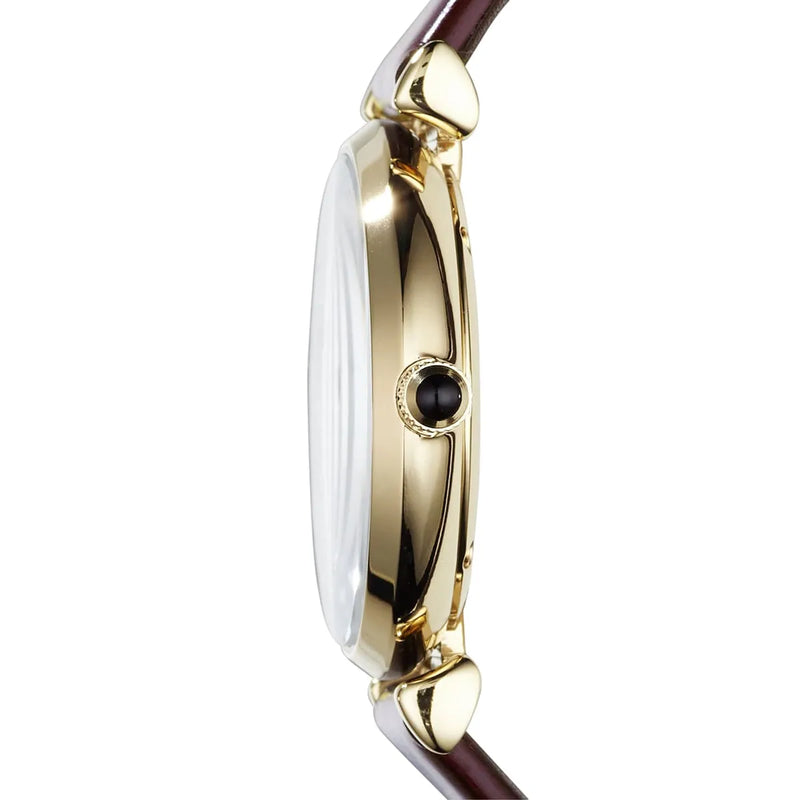 Emporio Armani Gianni T Bar Burgundy Dial Burgundy Leather Strap Watch For Women - AR1757 Buy Now By Emporio Armani