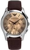 Emporio Armani Valente Chronograph Brown Dial Brown Leather Strap Watch For Men - AR1785
