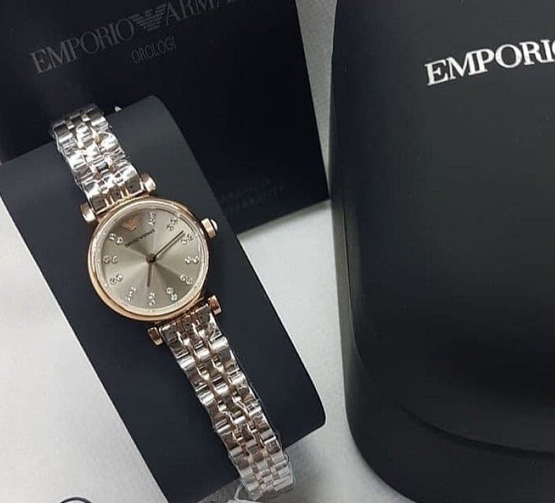 Emporio Armani Gianni T Bar Grey Dial Two Tone Steel Strap Watch For Women - AR1841 Buy Now By Emporio Armani
