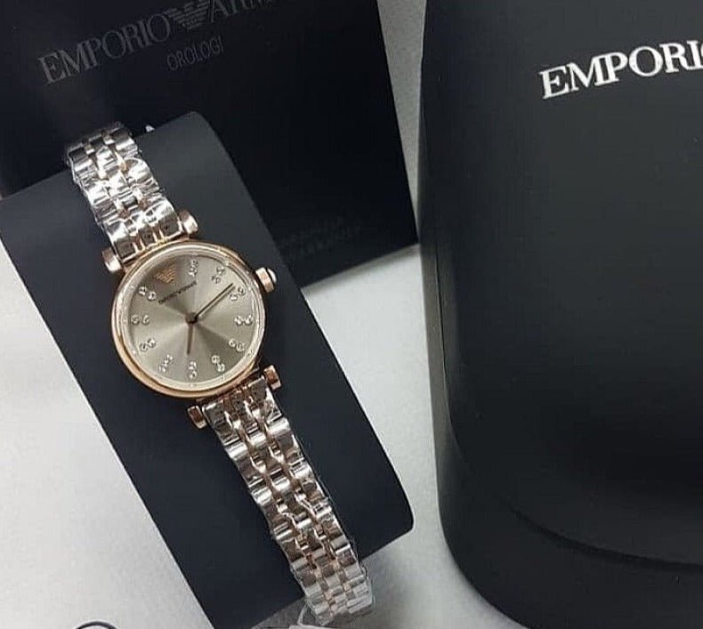 Emporio Armani Gianni T Bar Grey Dial Two Tone Steel Strap Watch For Women - AR1841 Buy Now By Emporio Armani