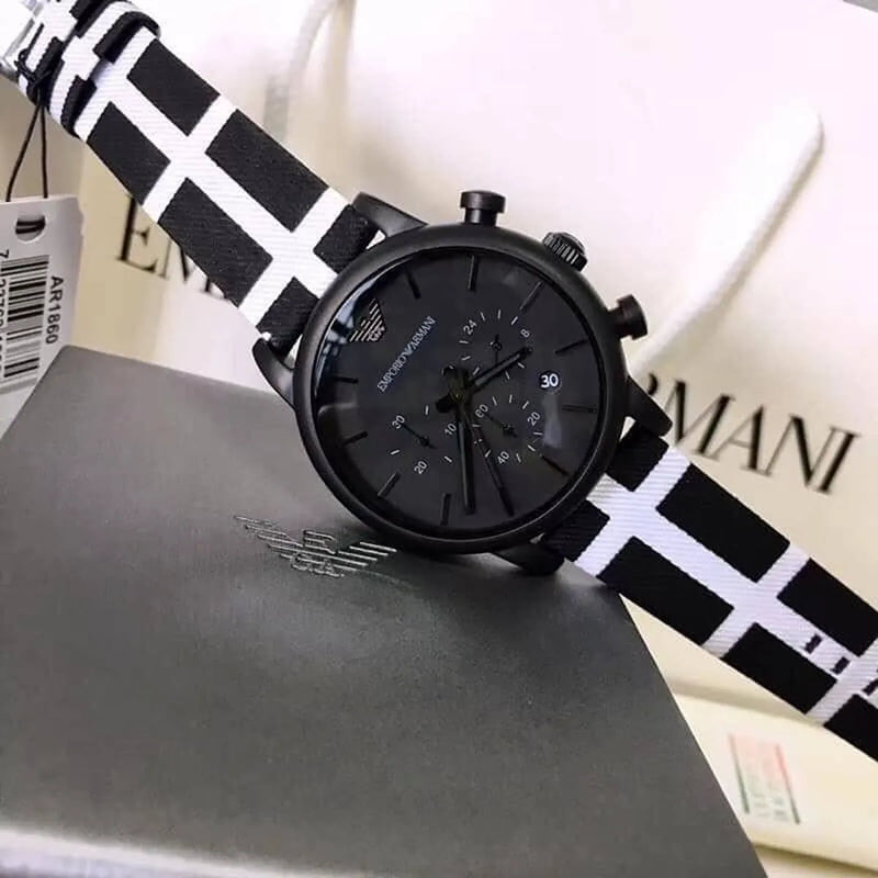 Emporio Armani Classic Black Dial Black Leather Strap Watch For Men - AR1860 Buy Now By Emporio Armani
