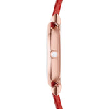 Emporio Armani Gianni T Bar Silver Dial Red Leather Strap Watch For Women - AR1876 Buy Now By Emporio Armani
