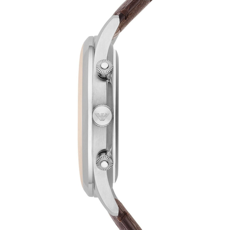 Emporio Armani Classic Chronograph Cream Dial Brown Leather Strap Watch For Men - AR1878 Buy Now By Emporio Armani