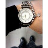 Emporio Armani Gianni T-Bar Mother of Pearl Dial Silver Stainless Steel Watch For Women - AR1908 Buy Now By Emporio Armani