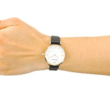 Emporio Armani Gianni T-Bar Quartz Mother of Pearl Dial Black Leather Strap Watch For Women - AR1910 Buy Now By Emporio Armani