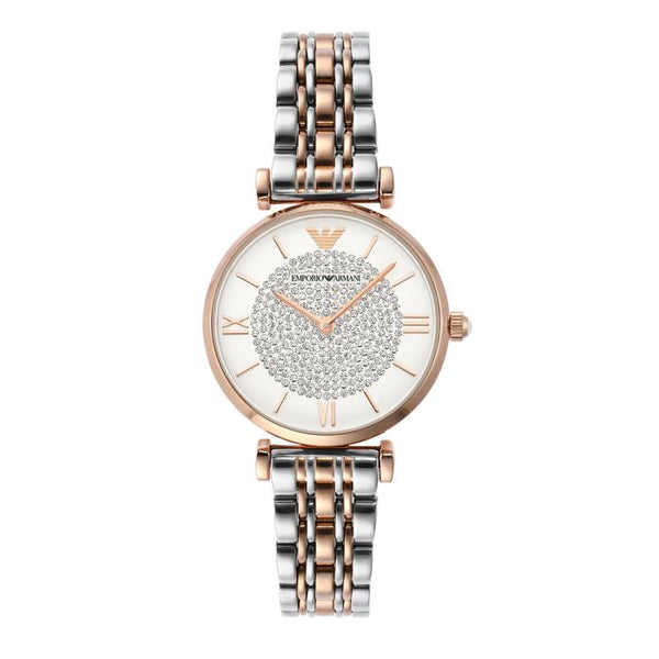 Emporio Armani Gianni T Bar White Dial Two Tone Steel Strap Watch For Women - AR1926 Buy Now By Emporio Armani