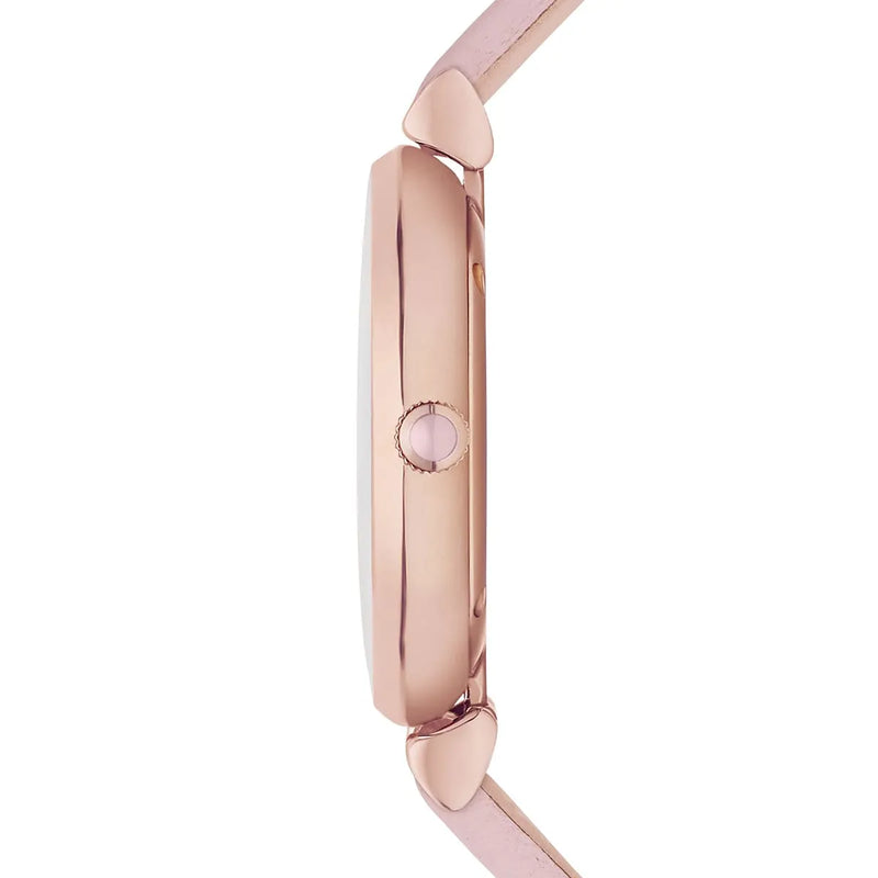 Emporio Armani Gianni T Bar Mother Of Pearl Pink Dial Pink Leather Strap Watch For Women - AR1958 Buy Now By Emporio Armani