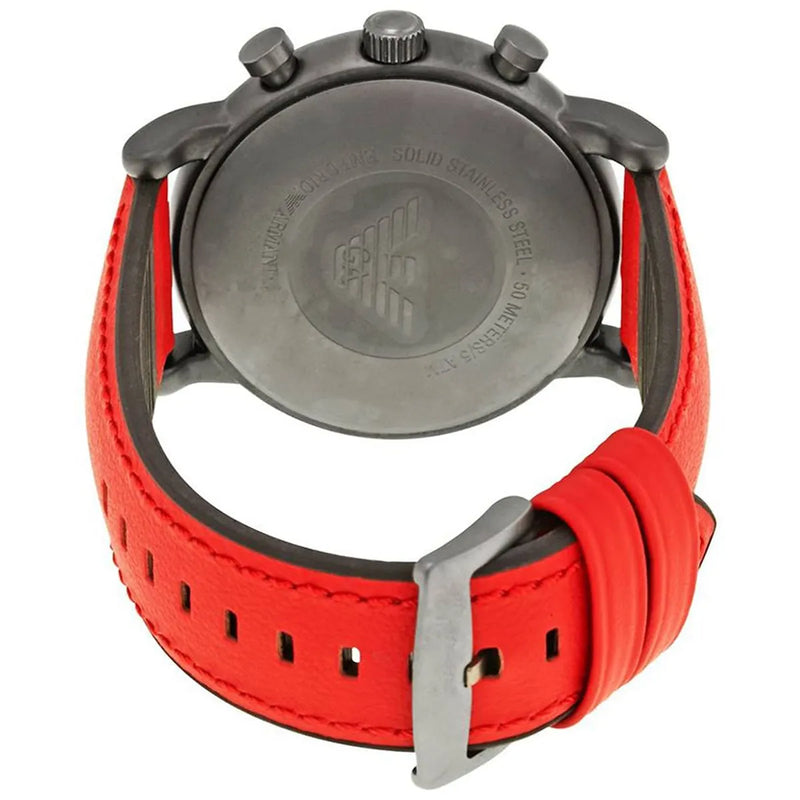 Emporio Armani Luigi Chronograph Black Dial Red Leather Strap Watch For Men - AR1971 Buy Now By Emporio Armani
