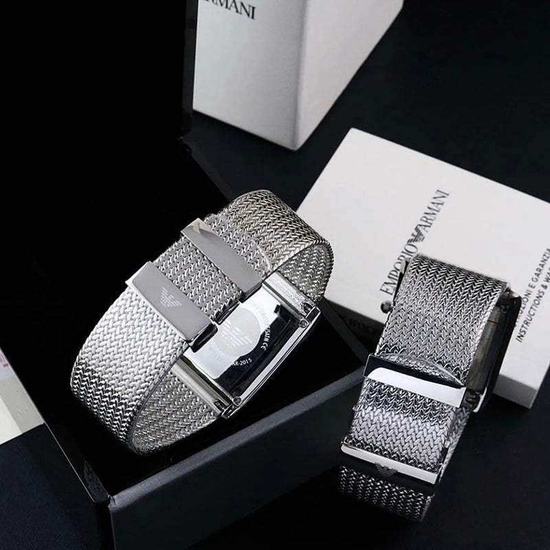 Emporio Armani Super Slim Quartz White Dial Silver Mesh Bracelet Watch For Women - AR2015 Buy Now By Emporio Armani