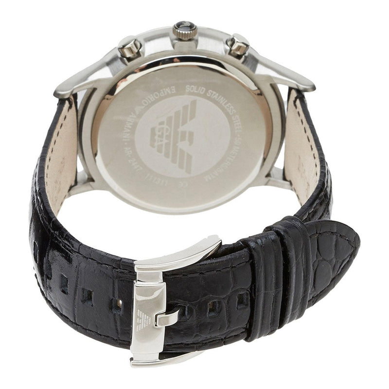 Emporio Armani Renato Chronograph Black Dial Black Leather Strap Watch For Men - AR2447 Buy Now By Emporio Armani