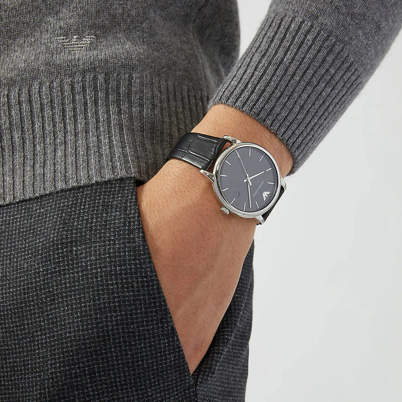 Emporio Armani Luigi Quartz Black Dial Black Leather Strap Watch For Men - AR2500 Buy Now By Emporio Armani