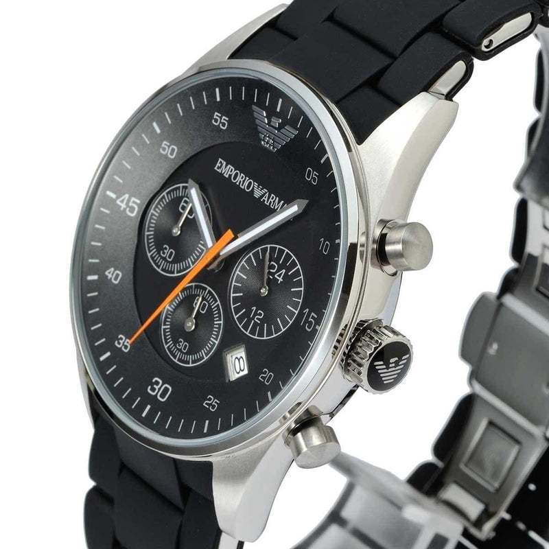 Emporio Armani Sportivo Chronograph Black Dial Black Strap Watch For Men - AR5858 Buy Now By Emporio Armani