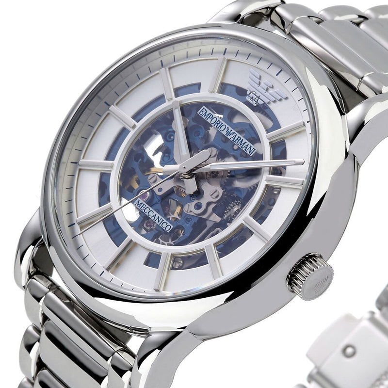 Emporio Armani Meccanico Automatic Silver Dial Silver Steel Strap Watch for Men - AR60006 Buy Now By Emporio Armani