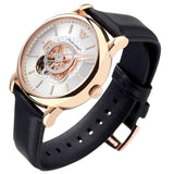 Emporio Armani Luigi Automatic Silver Dial Black Leather Strap Watch For Men - AR60013 Buy Now By Emporio Armani