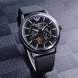 Emporio Armani Aviator Chronograph Black Dial Black Leather Strap Watch For Men - AR60028 Buy Now By Emporio Armani
