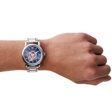 Emporio Armani Luigi Chronograph Skeleton Blue Dial Silver Steel Strap Watch For Men - AR60036 Buy Now By Emporio Armani