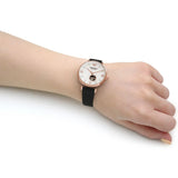 Emporio Armani Gianni T Bar Mother of Pearl White Dial Black Leather Strap Watch For Women - AR60047 Buy Now By Emporio Armani