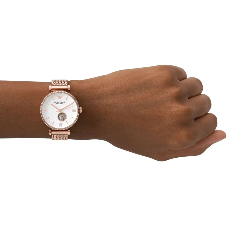 Emporio Armani Gianni T-Bar Analog White Dial Two Tone Steel Strap Watch For Women - AR60019 Buy Now By Emporio Armani