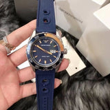 Emporio Armani Sportivo Chronograph Quartz Blue Dial Blue Rubber Strap Watch For Men - AR6045 Buy Now By Emporio Armani