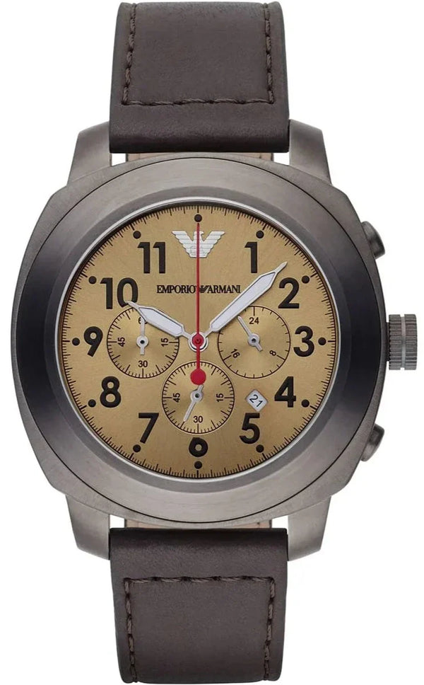 Emporio Armani Delta Chronograph Brown Dial Brown Leather Strap Dial Watch For Men - AR6055 Buy Now By Emporio Armani