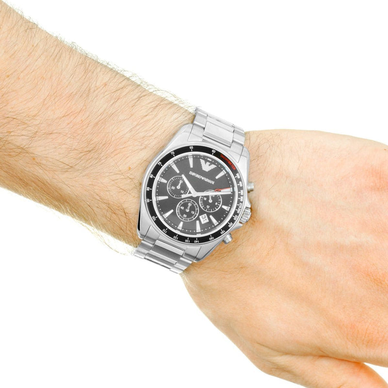 Emporio Armani Sigma Chronograph Black Dial Silver Steel Strap Watch For Men - AR6098 Buy Now By Emporio Armani