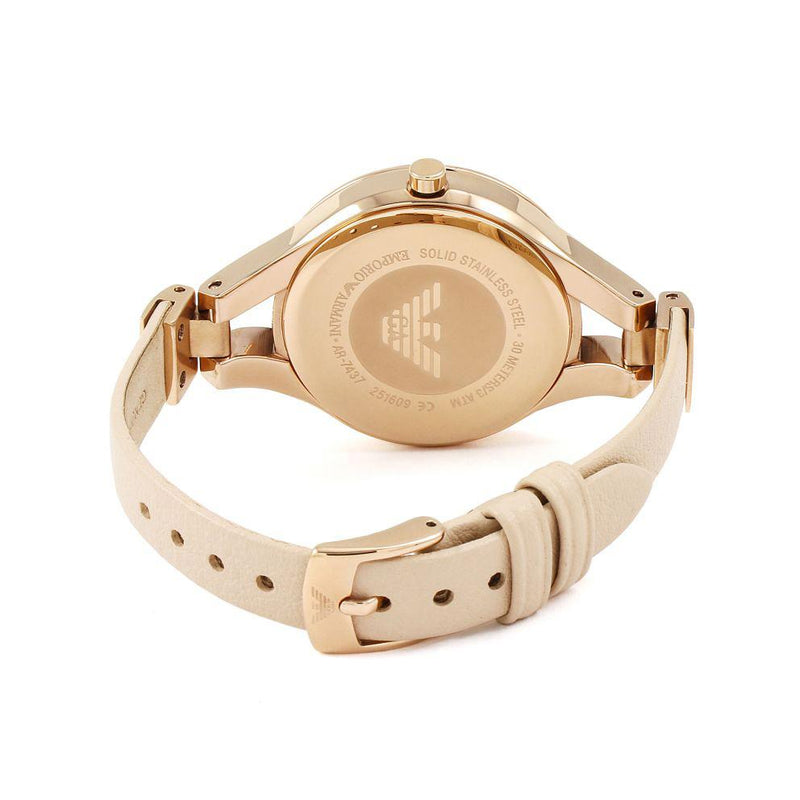 Emporio Armani Chiara Quartz Crystals White Dial Rose Gold Leather Strap Watch For Women - AR7437 Buy Now By Emporio Armani
