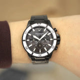 Emporio Armani Diver Chronograph Black Dial Black Steel Strap Watch For Men - AR80050 Buy Now By Emporio Armani
