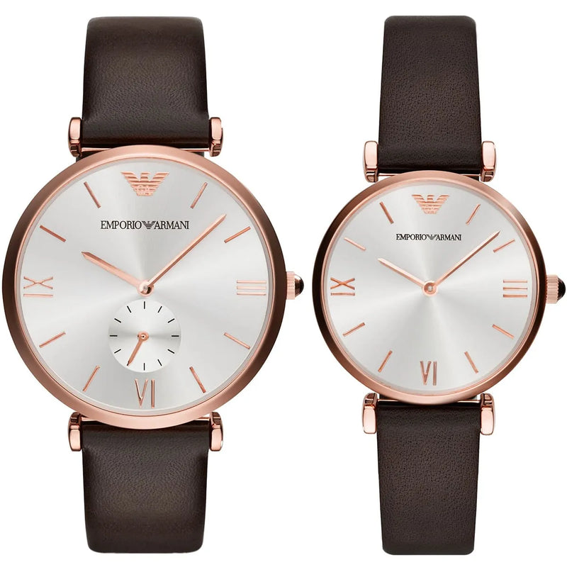 Emporio Armani Analog White Dial Brown Leather Strap Watch For Men - AR9042 Buy Now By Emporio Armani