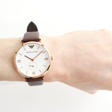 Emporio Armani Analog White Dial Brown Leather Strap Watch For Men - AR9042 Buy Now By Emporio Armani
