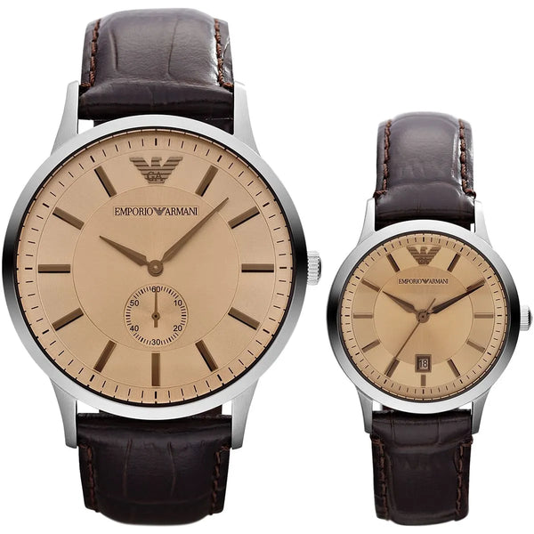 Emporio Armani Kappa Classic Brown Dial Brown Leather Strap Watch For Men - AR9106 Buy Now By Emporio Armani