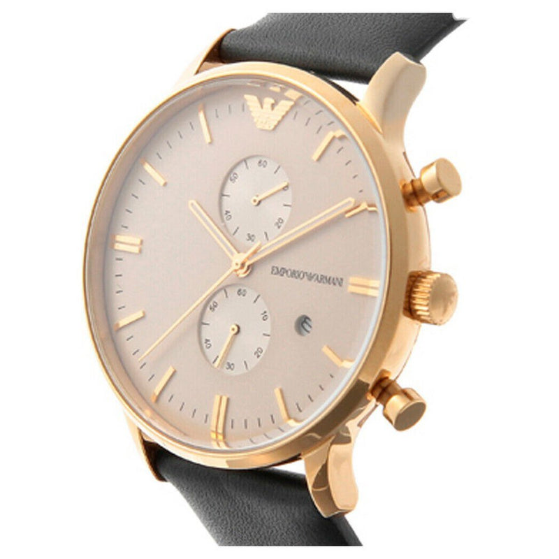 Emporio Armani Gianni Beige Dial Grey Leather Strap Watch For Men - AR0386 Buy Now By Emporio Armani