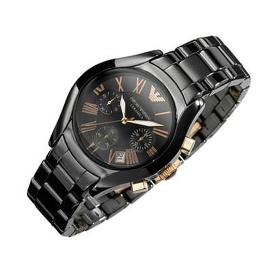 Emporio Armani Chronograph Black Ceramic Stainless Steel Dial Watch For Women - AR1411 Buy Now By Emporio Armani