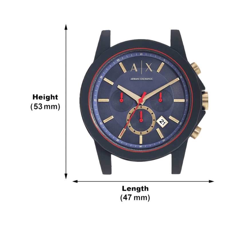 Armani Exchange Outerbanks Chronograph Blue Dial Blue Silicone Strap Watch For Men - AX1335 Buy Now By Armani Exchange