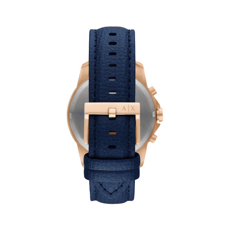 Armani Exchange Banks Chronograph Blue Dial Blue Leather Strap Watch For Men - AX1723 Buy Now By Armani Exchange