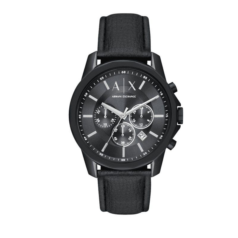 Armani Exchange Banks Chronograph Black Dial Black Leather Strap Watch For Men - AX1724 Buy Now By Armani Exchange