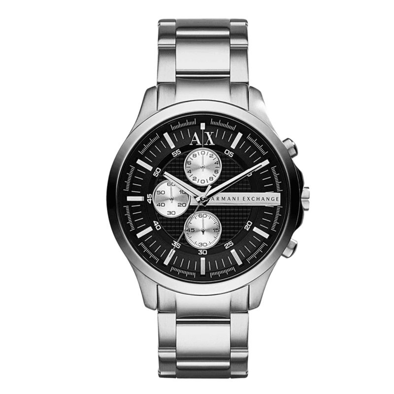 Armani Exchange Hampton Chronograph Black Dial Silver Steel Strap Watch For Men - AX2152 Buy Now By Armani Exchange