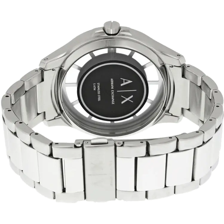Armani Exchange Hampton Chronograph Black Dial Silver Steel Strap Watch For Men - AX2179