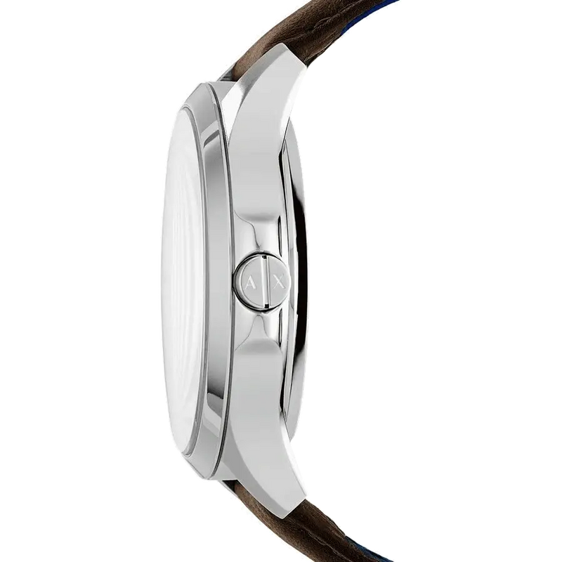 Armani Exchange Hampton Chronograph White Dial Brown Leather Strap Watch For Men - AX2187 Buy Now By Armani Exchange