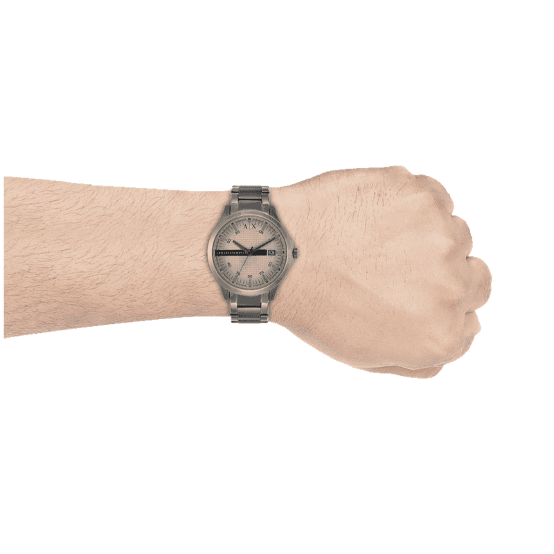 Armani Exchange Hampton Chronograph Grey Dial Grey Steel Strap Watch For Men - AX2194