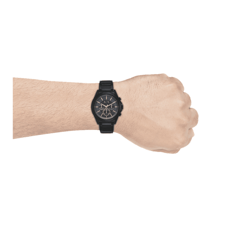 Armani Exchange Drexler Chronograph Black Dial Black Steel Strap Watch For Men - AX2639