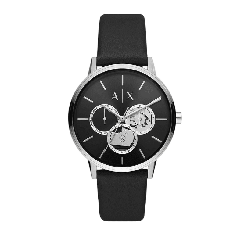Armani Exchange Cayde Chronograph Black Dial Black Leather Strap Watch for Men - AX2745 Buy Now By Armani Exchange