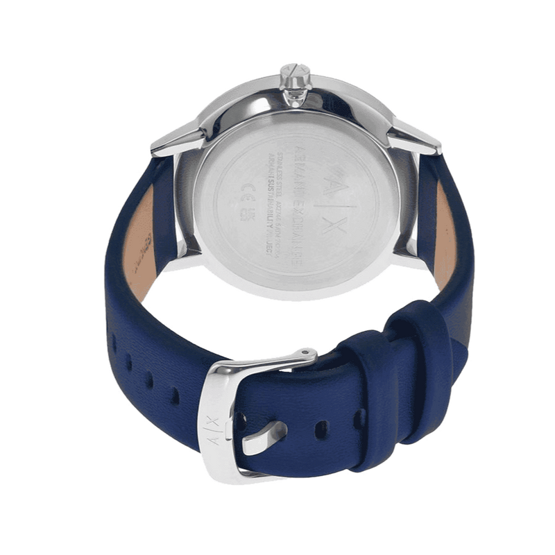 Armani Exchange Cayde Chronograph Blue Dial Blue Leather Strap Watch for Men - AX2746 Buy Now By Armani Exchange